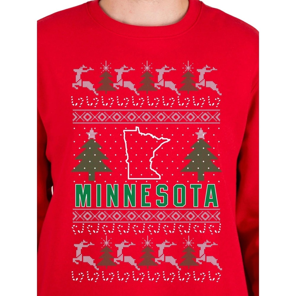 Minnesota Winter‎ Holiday Pullover Sweatshirt Mens M Red Fleece Crewneck Top NWT